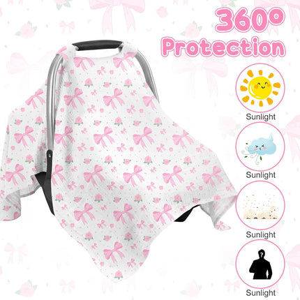 Car Seat Cover Baby, Muslin Cotton Infant Car Seat Canopy, Universal Baby Car Seat Cover, Breathable Nursing Cover Canopy Shower Gift