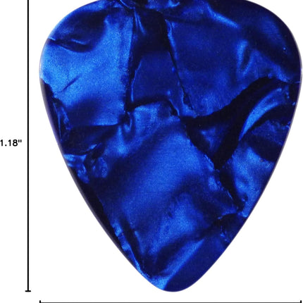 Celluloid Dark Blue Pearl Guitar Or Bass Pick - 0.46 mm Light Gauge - 351 Shape - 12 Pack
