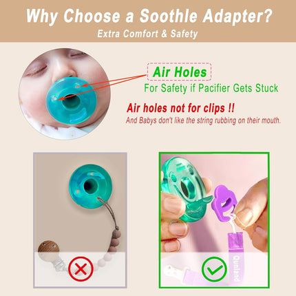 Silicone Pacifier Clip Adapter Ring for Philips Avent Soothie, 4 Pack 100% Food-Grade Silicone Binky Clips Holder Adapter Rings Competible with Avent Soothie,BPA-Free Soft Flexible Safe Durable, Green