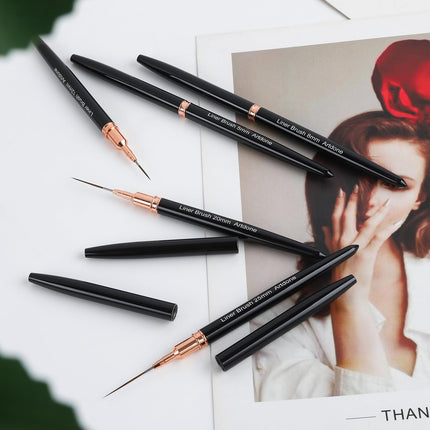 Metallic Nail Art Pens, Liner Brushes Set, 5PCS Black Nail Tools