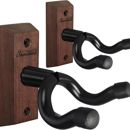 Guitar Wall Mount 2 Pack, Acacia Hardwood Guitar Hanger, U-Shaped Guitar Wall Hanger Mount, Guitar Holder Hook Stand Wall for Acoustic, Electric Guitar, Banjo, Bass, for Guitar Player Men Boy