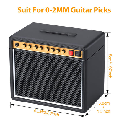Guitar Picks Holder Box, Amp Speaker Styled Pick Holder with 5 Celluloid Guitar Picks, Guitar Pick Display Holder Storage Box Set for Guitar Players and Music Lovers