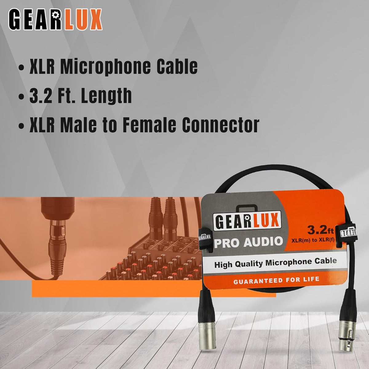 XLR Microphone Cable, Fully Balanced, Male to Female, 3.2 Feet - Single Pack - photo 2