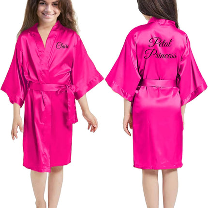 Cute Satin Personalized Robes for Girls in Sizes 3T – 14, Flower Girl Robe, Personalized for Toddlers thru Age 13