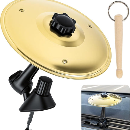 Car Cymbal Air Vent, Car Drum Set with Mini Drum Stick, Car Symbol Drum Air Vent, Gifts for Music Lovers, Suitable for Most Vehicles, Gold