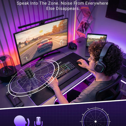 Gaming Microphone for PC, USB Computer Mic with Mute Button, LED Status Light, Gain Control and Headphone Jack, Plug-and-Play for Streaming, Discord, Twitch, YouTube, Podcast, Mac/Windows/PS5