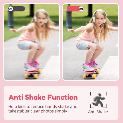 Digital Camera, FHD 4K Digital Point and Shoot Camera with 16X Zoom Anti Shake, 48MP Compact Small Camera with 32GB Card for Boys Girls Kids Shell Pink