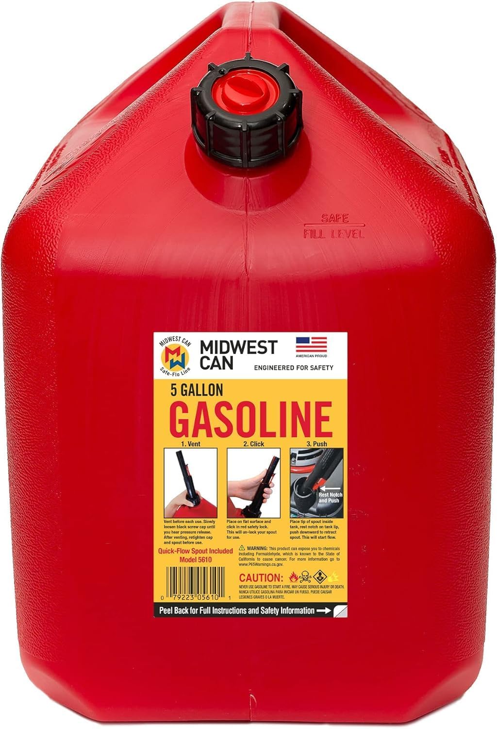 5-Gallon Auto Shut Off Gas Can - Red - photo 2