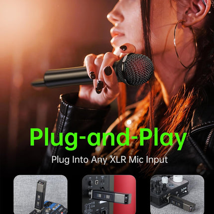Xvive M5 Handheld Compact Wireless Microphone System, 5.8GHz Wireless XLR Transmitter and Handheld Mic Receiver, 24-bit/48kHz Clear Audio,10H Rechargeable Battery, for Karaoke,Singing, DJ, Church