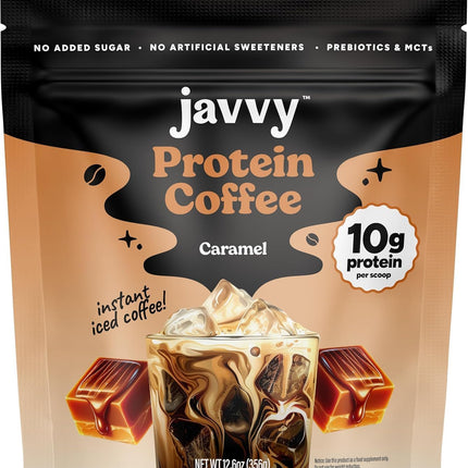 Caramel Protein Iced Coffee - Premium Whey Protein & Instant Iced Coffees - 100% Natural Cold Brew - Zero Artificial Flavors & Sweeteners, 80 mg Caffeine Per Serving, No Added Sugar, 20 Servings