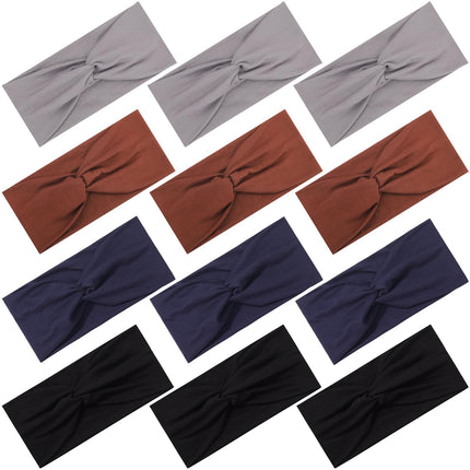 12 Pcs Stretchy Headbands for Women, Absorbed Sport Headband