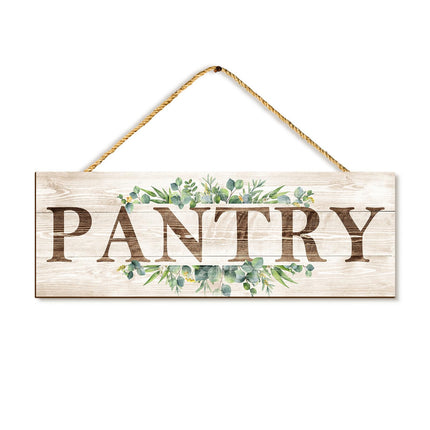 Bathroom Sign Wall Decor, Bathroom Wall Art with Plant Print, Rustic Farmhouse Wall Hanging Plaque Home Bathroom Decorative, 4.7 x 13.7 inches