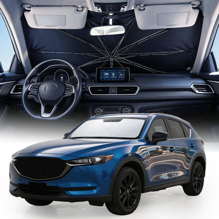 2026 Upgrade Windshield Sun Shade Umbrella, Double Thickened Ice Crystal Coating Sun & Heat Protection, Keep Vehicle Cool & Protect Interior, Zero Light Leakage Medium 57" L x 31" W