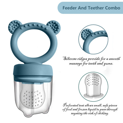 Baby Food Feeder Pacifier with Breast Milk Popsicle Teether-Silicone Forage Feeder for Babies-Breastmilk Storage Container and Freezer Tray-Teething Popsicle Molds
