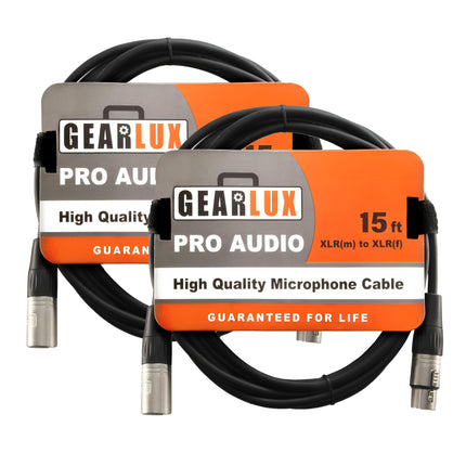 XLR Microphone Cable, Fully Balanced, Male to Female, 25 Feet - 2 Pack