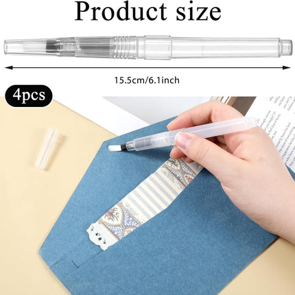 4 Pcs Pencil Style Envelope Moistener, Envelope Sealer Moistener with Nylon Brush Head Stamp Moisteners Mailing Letter Licker Envelopes Wetter for Office Classroom, Clear