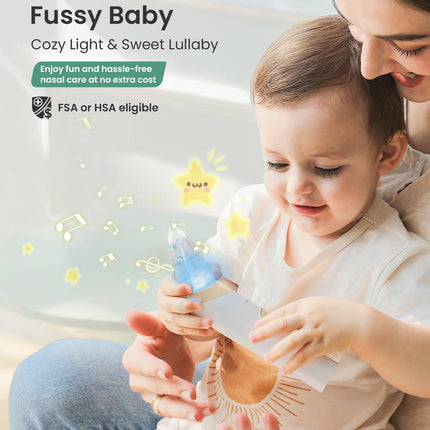 Nasal Aspirator for Baby, Electric Baby Nose Sucker, Automatic Nose Cleaner with Larger Suction Chamber and More Powerful Suction, Music and Light Soothing Function, Beige