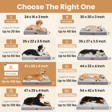 Orthopedic Large Dog Bed, Reversible Memory Foam, 41 inch-XL(Gray)