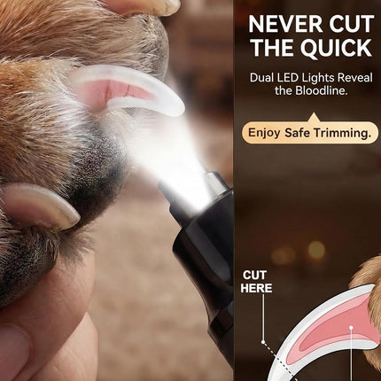 Torque X +30% Power Professional Dog Nail Grinder - Ultra-Quiet 30dB Dog Nail Trimmers, Powerful 7-Speed 16,000 RPM Motor (20k Force), Dual LED Lights, 12H+ Runtime, 3 Diamond Bits & Dust Cap