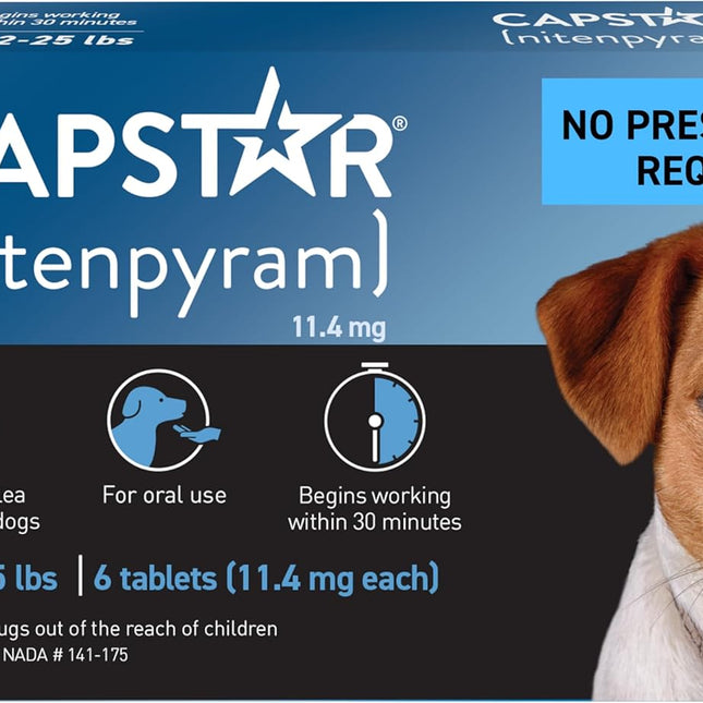 (Nitenpyram) Fast-Acting Oral Flea Treatment for Dogs 2-25 Lbs, Vet-Recommended Medication Tablets, Flea Tablets for Dogs Start Killing in 30 Minutes, 6 Doses