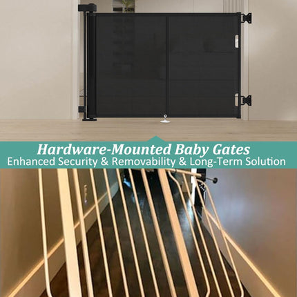 Miumoon 50 inch Retractable Baby Gates 34 inch Tall, Retractable Gate with Reinforced Strip Design to Prevent Crawling Through, Retractable Dog Gate for Stairs, Doorways, Hallways