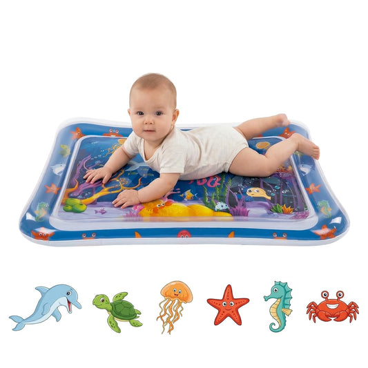 Tummy Time Water Mat for Babies, Inflatable Tummy Time Water Play Mat, with Bright and Colorful Patterns, for