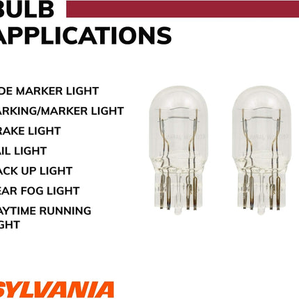SYLVANIA - 7443 Long Life Miniature - Bulb, Ideal for Daytime Running Lights (DRL) and Back-Up/Reverse Lights (Contains 2 Bulbs)