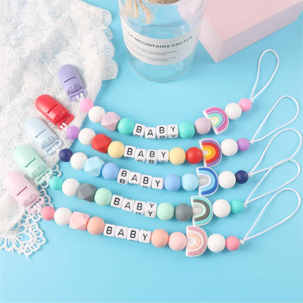 Personalized Pacifier Clips with Name, Customized Pacifier Holder Monogram Silicone Chain for Baby Girl Boys - Newborn Toddler Gift
