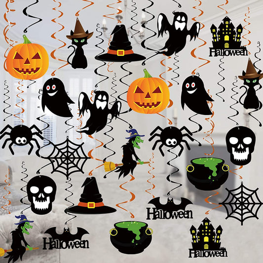 Halloween Decorations Hanging Swirl - 36 PCS Hanging Halloween Ceiling Streamers - Large Size Ghost Pumpkin Witches