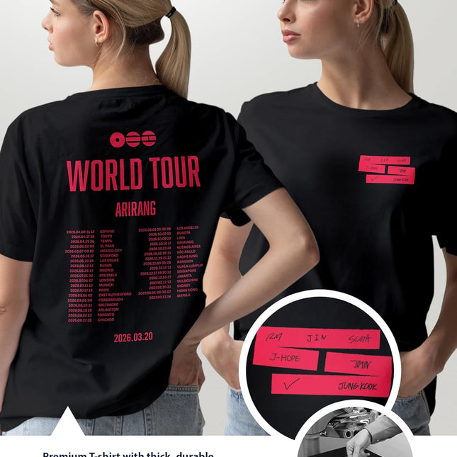World Tour Concert Graphic T-Shirt - Seven Member Names Tee