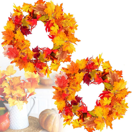 Maple Leaf Garland, 2 Pack Artificial Fall Garland 5.9Ft/Pieces Fall Decor Autumn Thanksgiving Decoration for Indoor/Outdoor Use