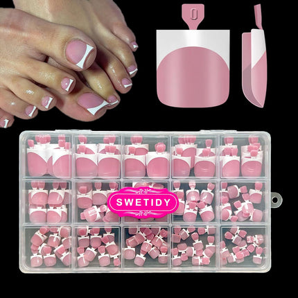 Toe Nail Press Ons, French Square Toe Tips, Press On Nails for Women