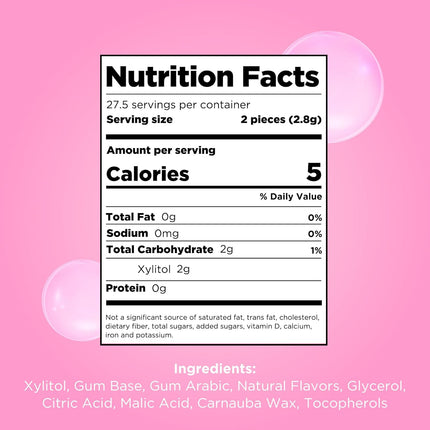 PUR Gum | Aspartame Free Chewing Gum | 100% Xylitol | Natural Bubblegum Flavored Gum, 55 Pieces (Pack of 1)