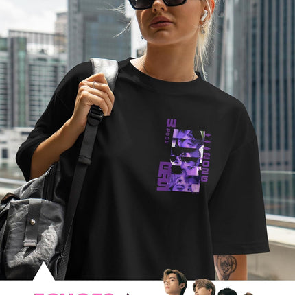 Purple Arirang World Tour Shirt - K-Pop Idol Portrait Graphic Tee - South Korean Boy Band Concert Dates Fan Souvenir Tee