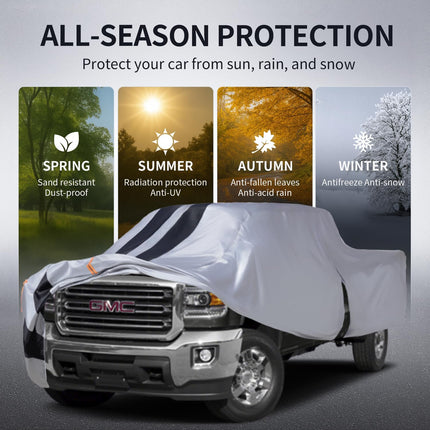 Sierra 2500/3500 Truck Cover Custom Fit 2020-2026 Crew Cab Short Bed(6.9') with Door Zipper, 10 Layers Outdoor Heavy Pickup Truck Cover Waterproof All Weather, Wind Dust Sun Protector.