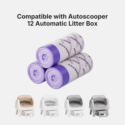 60 Count Autoscooper 12 Replacement Litter Bags, 22" x 12" Heavy-Duty Leak-Proof Drawstring Liners, Compatible with Autoscooper 12 Automatic Cat Litter Box（ Not Compatible with Autoscooper 11 ）