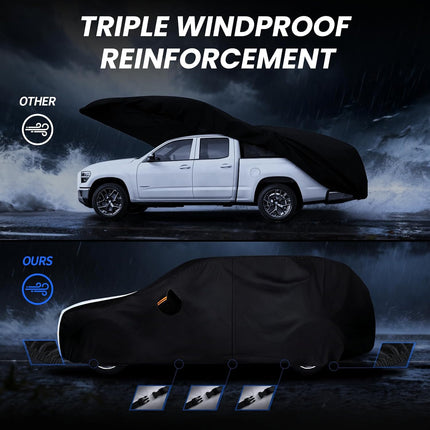 Multi-Layer Car Cover Custom Fit for Toyota Highlander(2000-2026), 100% Waterproof All Weather for Automobiles, Gift with Towel, Heavy Duty Car Covers for Rain Sun UV Protection with Door Zipper