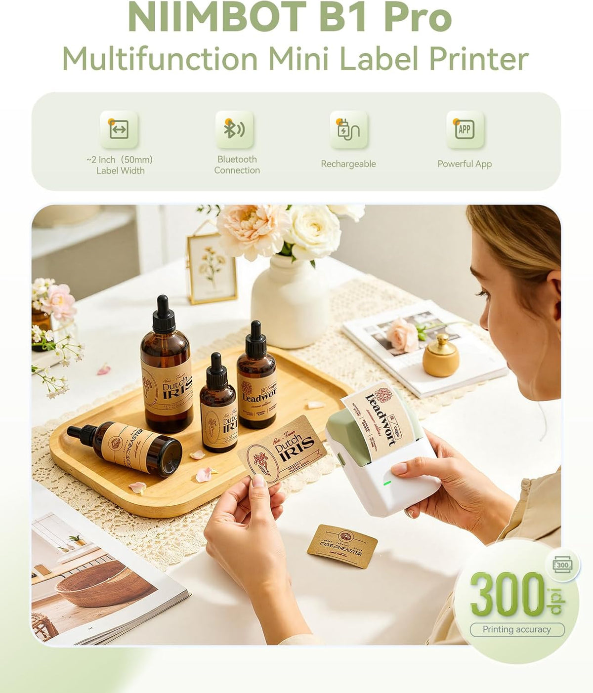 Pro Label Maker with 1 Roll Label, 300 DPI HD Bluetooth Thermal - photo 3