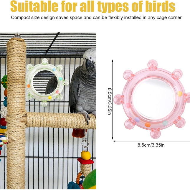 2-Piece Rotating Bird Cage Mirror Toy with Rustling Balls