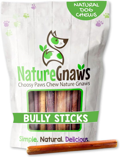 Small Bully Sticks for Dogs 5-6" (5 Count) - Long Lasting for Light Chewers and Puppies - Natural Thin Beef Dog Chew