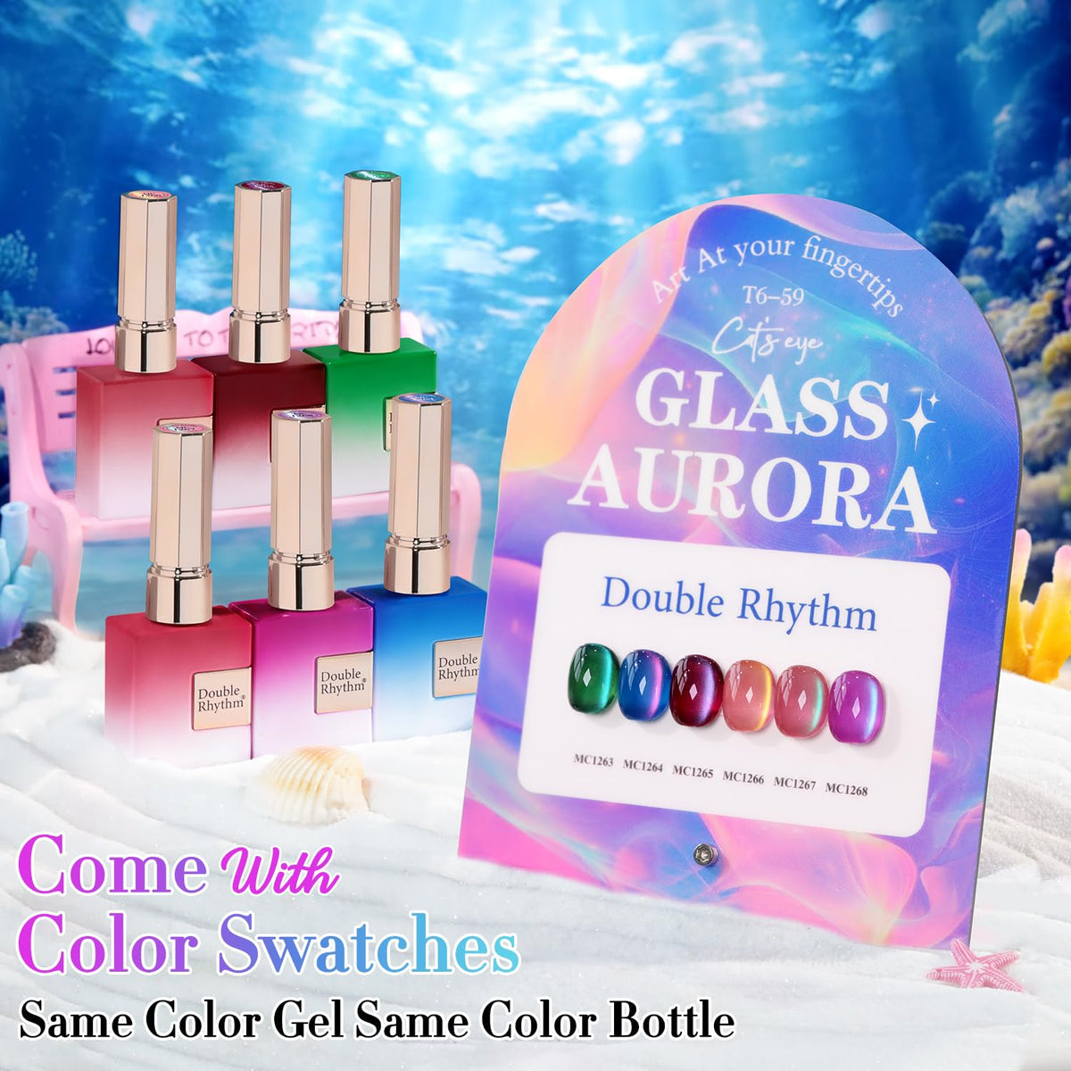 Glass Galaxy Green Magnetic Cat Eye Gel Polish Set of 6 - photo 2