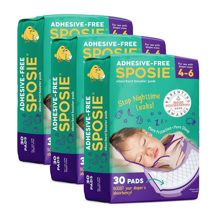 Overnight Diaper Booster Pads, Stop Diaper Leaks, Size 4-6, 30 Ct