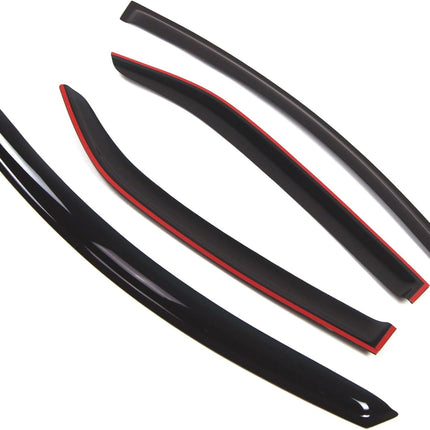 TuningPros Outside Mount Window Vent Visors Rain Guards Compatible with Kia Forte 2009-2013 | Side Window Wind Deflectors Rain Shields | Black Tinted, 4 Pcs Set, BGWV-279