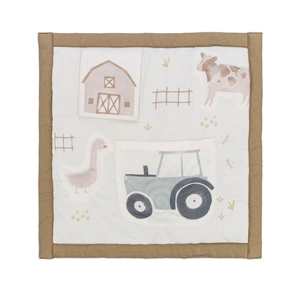 Crane Baby Charlie Farmhouse Activity Travel Mat for Baby, Portable Baby Play Mat, 12" x 12", Barnyard Nursery Decor, Tractors & Barn Animals, Foldable Floor Playmat for Tummy Time, Crawling & Travel