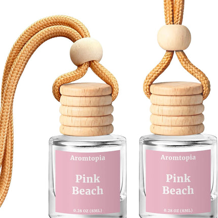 Car Air Fresheners 2 Packs, Pink Beach Essential Oil Freshener for Cars, Cute Hanging Car Fragrance Diffuser for Women & Men, Long-Lasting Car Fragrance Gift