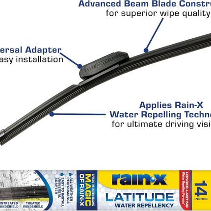 Rain-X 5079272-2 Repellency Water Repellent Wiper Blades, 14" Windshield Wiper, All Weather Streak-Free for Enhanced Visibility w/Water Repellency Formula