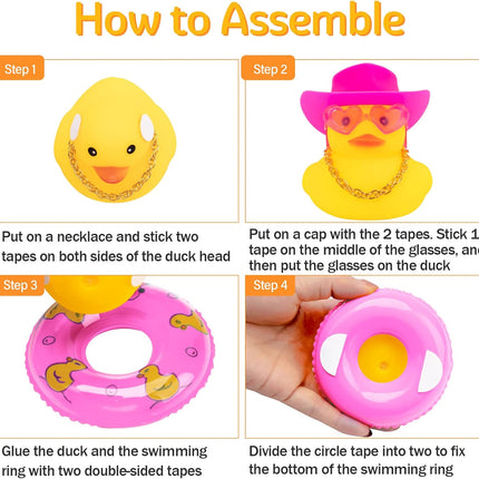 wonuu Car Rubber Duck Car Duck Decoration Dashboard Car Ornament for Car Dashboard Decoration Accessories with Mini Flower Hat Swim Ring Necklace and Sunglasses, I_red Heart Glasses&Pink Hat