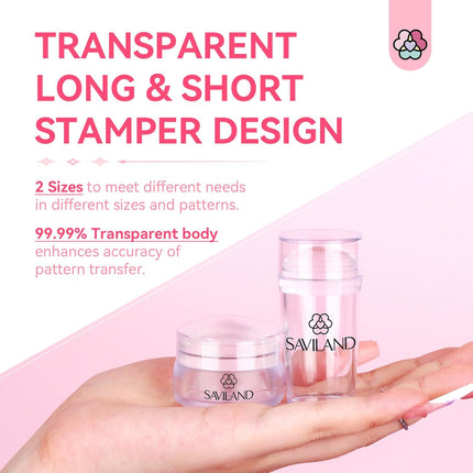 French Tip Nail Stamp: 4PCS Nail Art Stamper Kit Clear Silicone Nails Stamping Long & Short Jelly Stamper with Scrapers Nails Stamper Kit for French Manicure Home DIY Salon