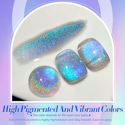 9D Cat Magnetic Eye Gel Nail Polish, Blue Purple Holographic Rainbow, 15ML - photo 2