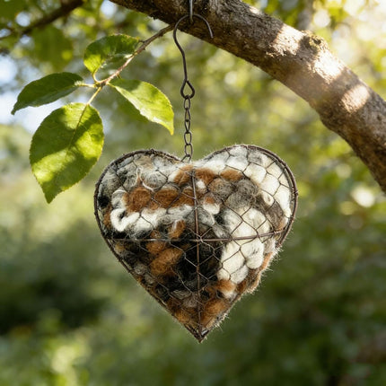 Handmade Alpaca Fiber Bird Nesting Heart, Birds Nests Material Holder, Winter Tree Shelter for Wild Bird, Hummingbird Houses Nest Boxes Gifts for Outside Garden Art Birdhouse, Birds Lovers